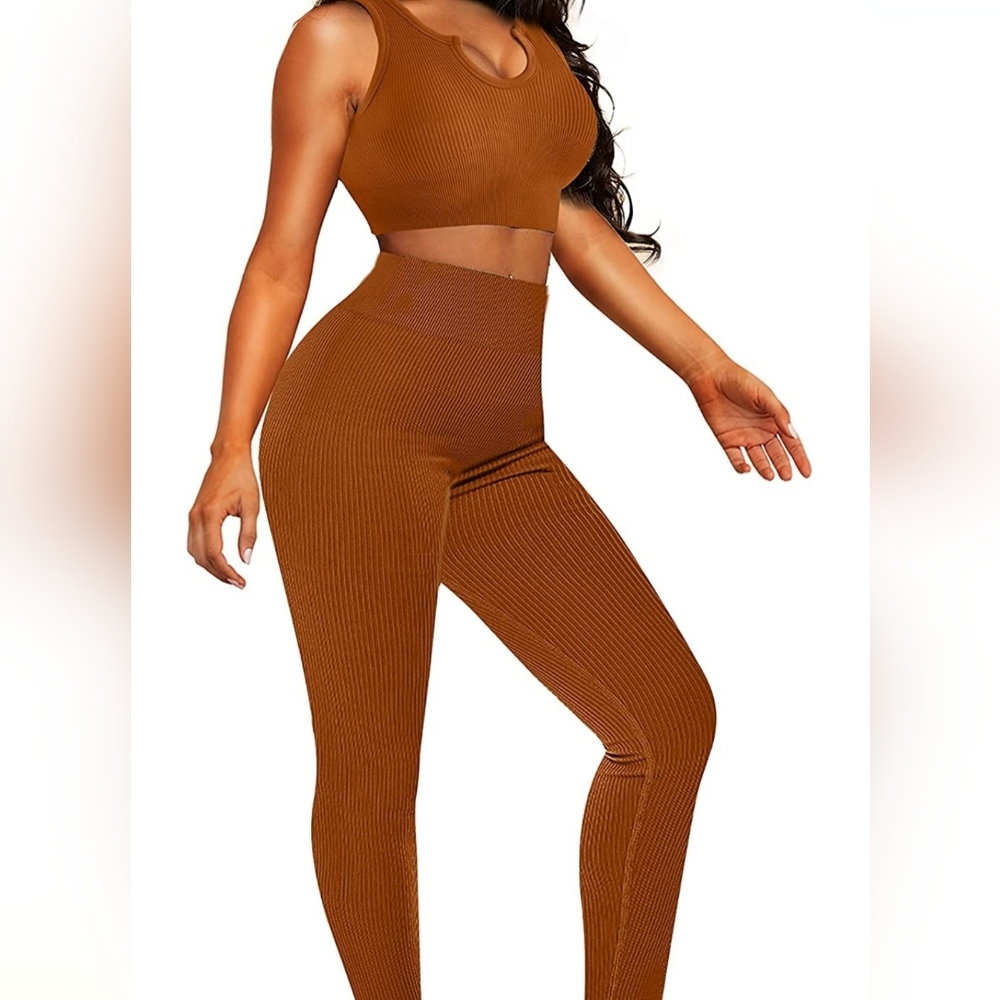 New 2pc Ribbed Set "Gotcha Snatched" Rust Color